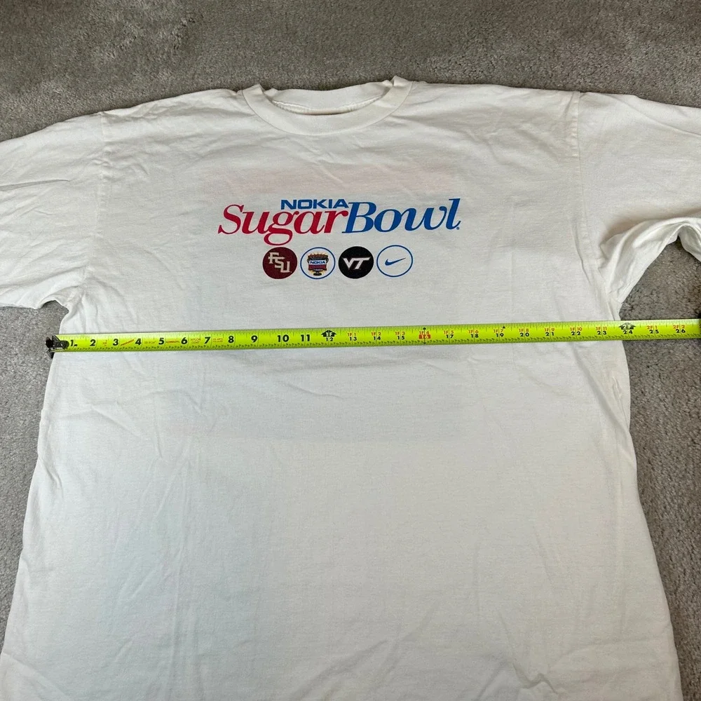 VTG Nike T-Shirt Mens XL White 2000 Nokia Sugar Bowl Florida State Virginia Tech